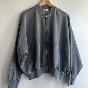 Zippered Bomber Sweatshirt